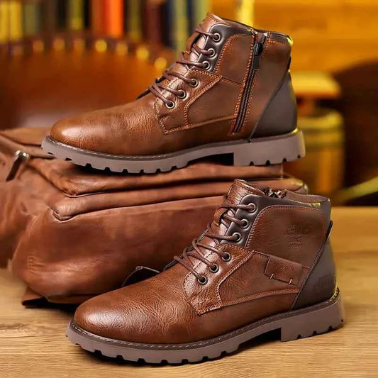 Men’s Leather Boots with Zipper