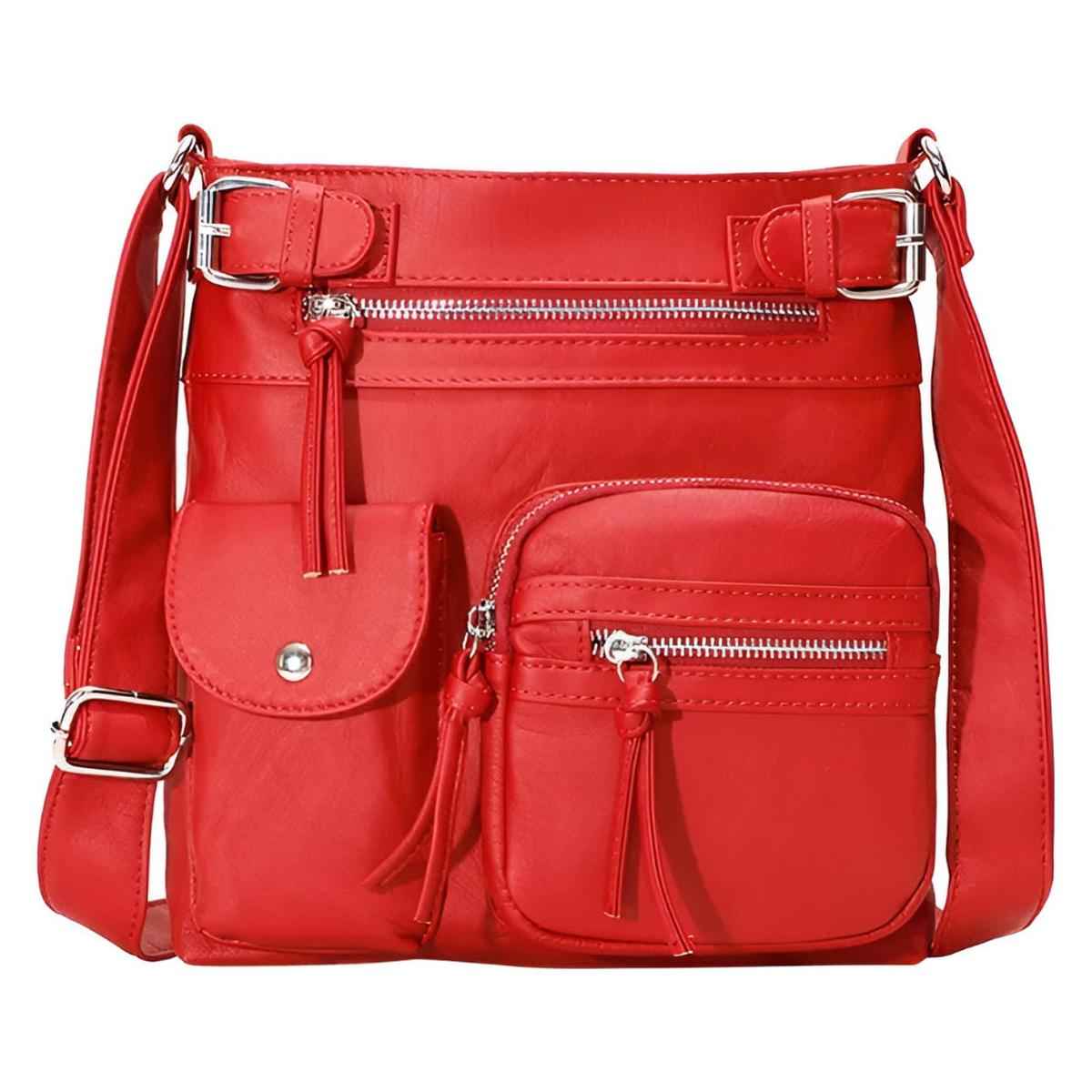 Leather Shoulder Bag for Women - With Multiple Compartments