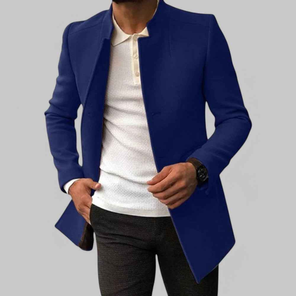 Men's Minimalist Winter Coat – Smart Casual Button Design