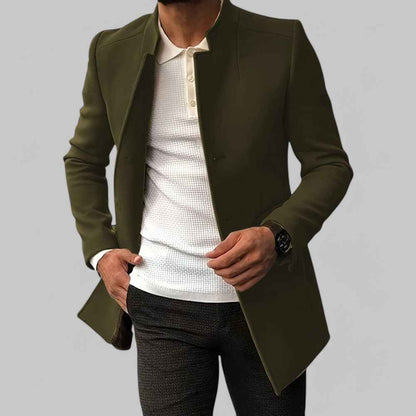 Men's Minimalist Winter Coat – Smart Casual Button Design