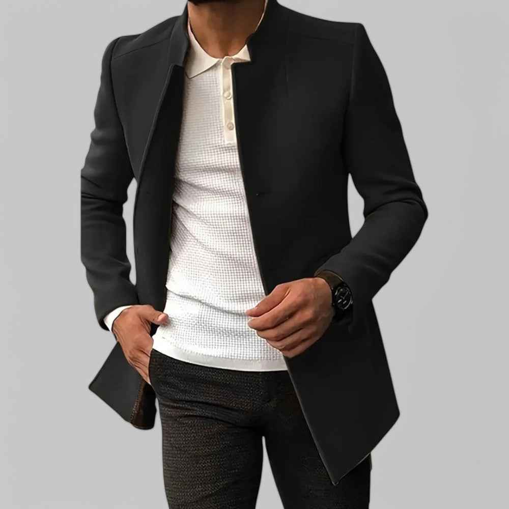 Men's Minimalist Winter Coat – Smart Casual Button Design