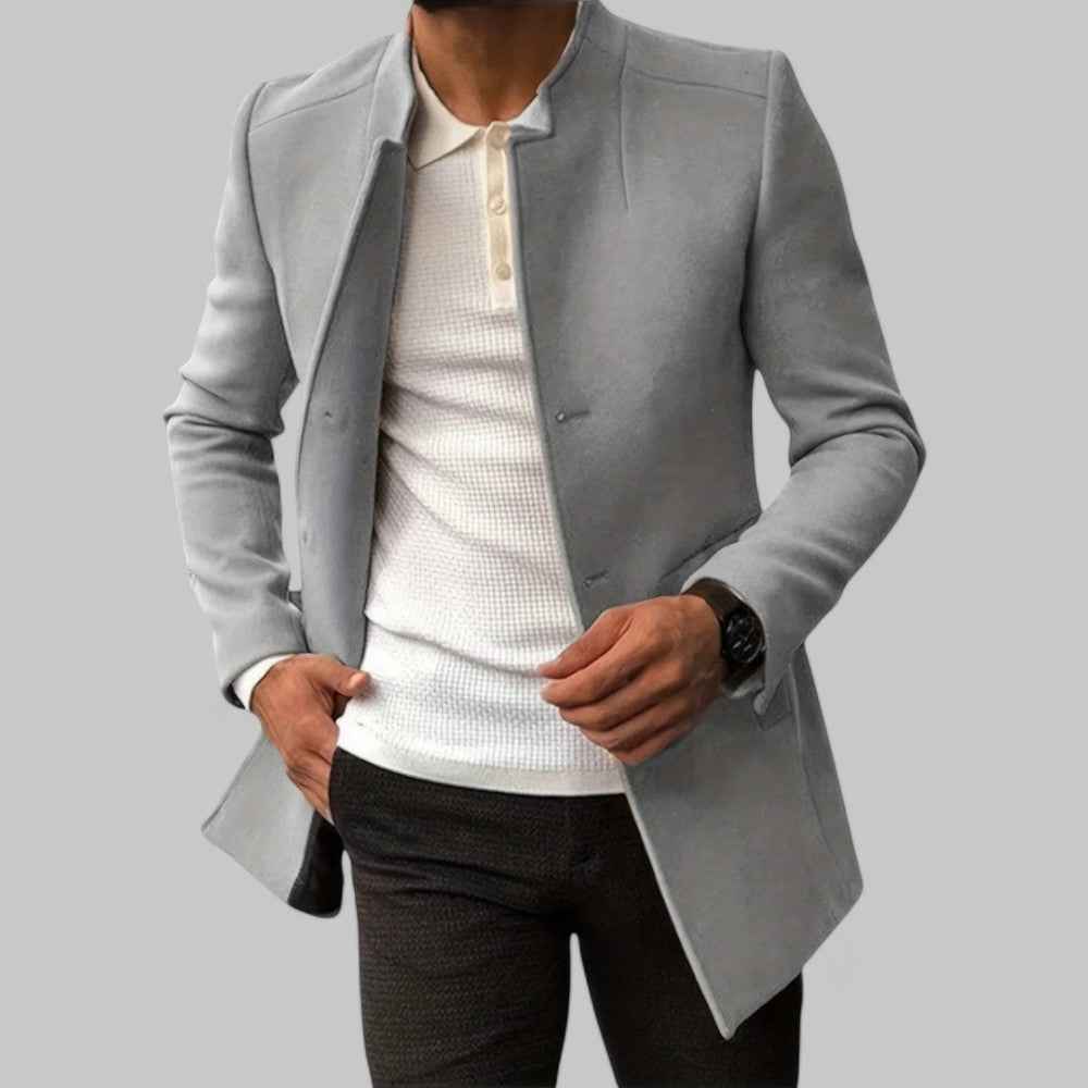 Men's Minimalist Winter Coat – Smart Casual Button Design