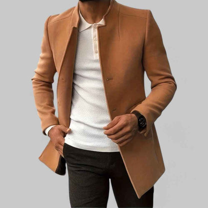 Men's Minimalist Winter Coat – Smart Casual Button Design