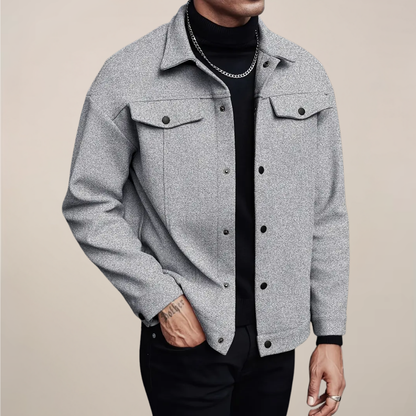 Men's Smart Casual Jacket – Button-Up Short Coat for Autumn and Winter Layering