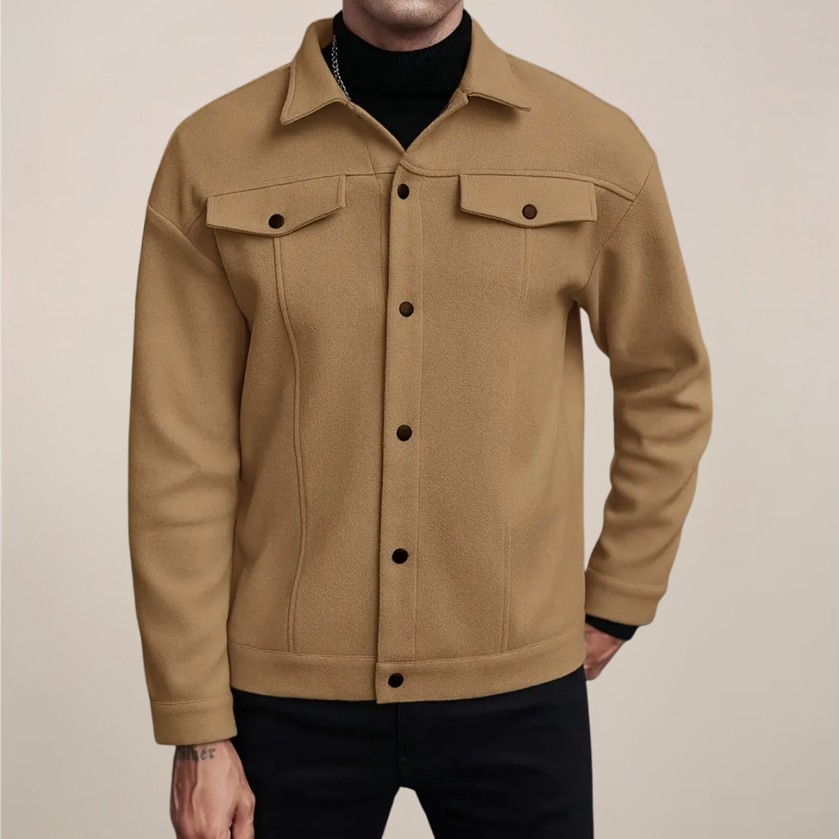 Men's Smart Casual Jacket – Button-Up Short Coat for Autumn and Winter Layering