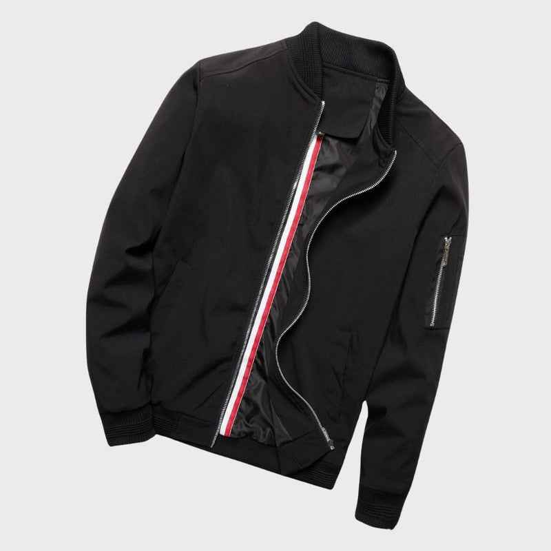 Men's Modern Fit Bomber Jacket with Zipper Details