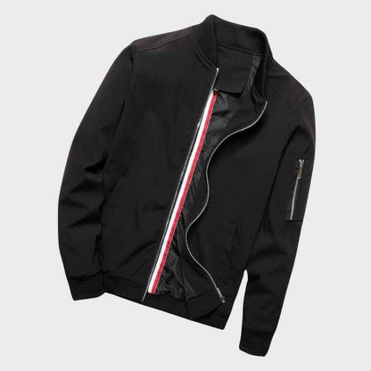 Men's Modern Fit Bomber Jacket with Zipper Details