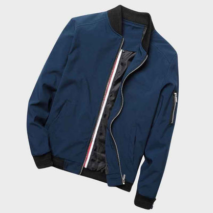 Men's Modern Fit Bomber Jacket with Zipper Details