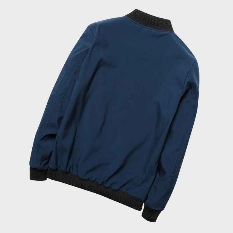 Men's Modern Fit Bomber Jacket with Zipper Details