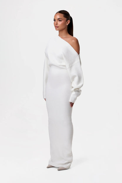 Elegant Off-Shoulder Luxe Dress - Navenport