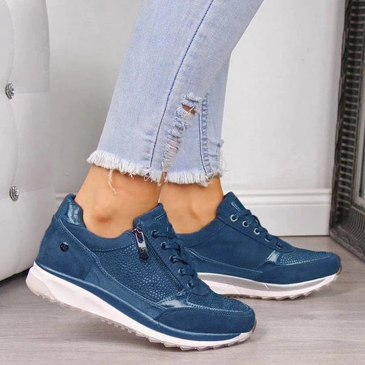 Arch Support Comfort Rocker Sneakers - Orthopedic Walking Shoes with Convenient Side Zip