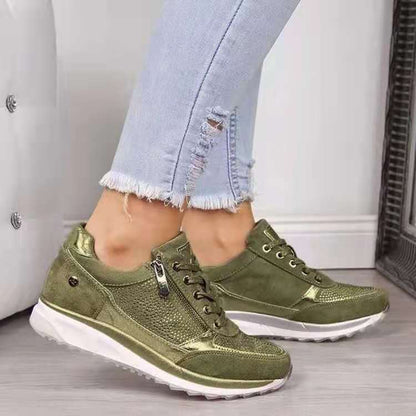 Arch Support Comfort Rocker Sneakers - Orthopedic Walking Shoes with Convenient Side Zip