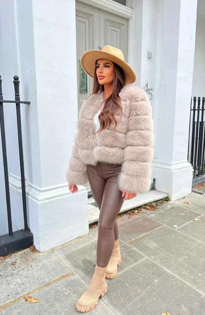 Opulent Plush | Women's Cropped Faux Fur Puffer Jacket