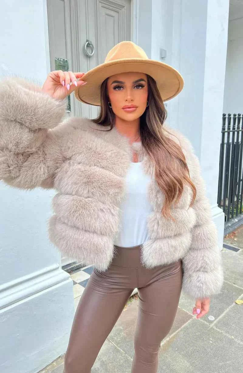 Opulent Plush | Women's Cropped Faux Fur Puffer Jacket