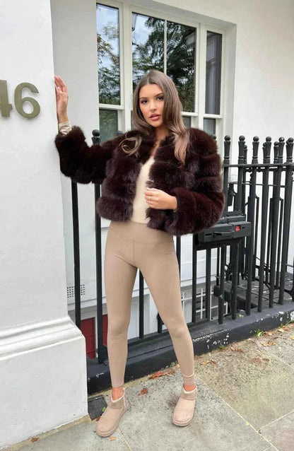 Opulent Plush | Women's Cropped Faux Fur Puffer Jacket