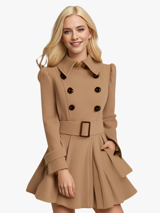 Belted Double-Breasted Women's Coat