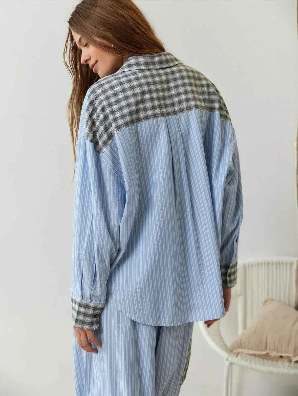 Women's Long Sleeve Button-Up Pajama Set with Trousers