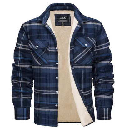 Harrison | Men's Sherpa Lined Plaid Shirt Jacket - Navenport