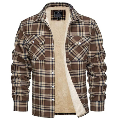 Harrison | Men's Sherpa Lined Plaid Shirt Jacket - Navenport