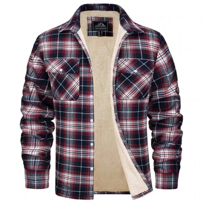 Harrison | Men's Sherpa Lined Plaid Shirt Jacket - Navenport