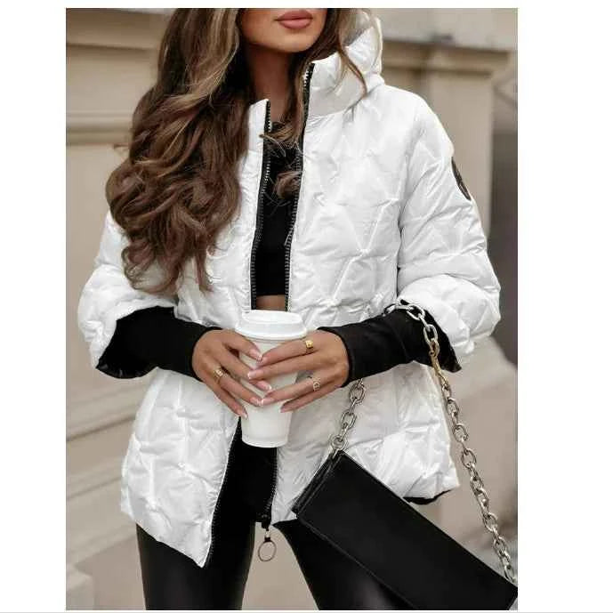 Women's Hooded Cotton Padded Zipper Jacket