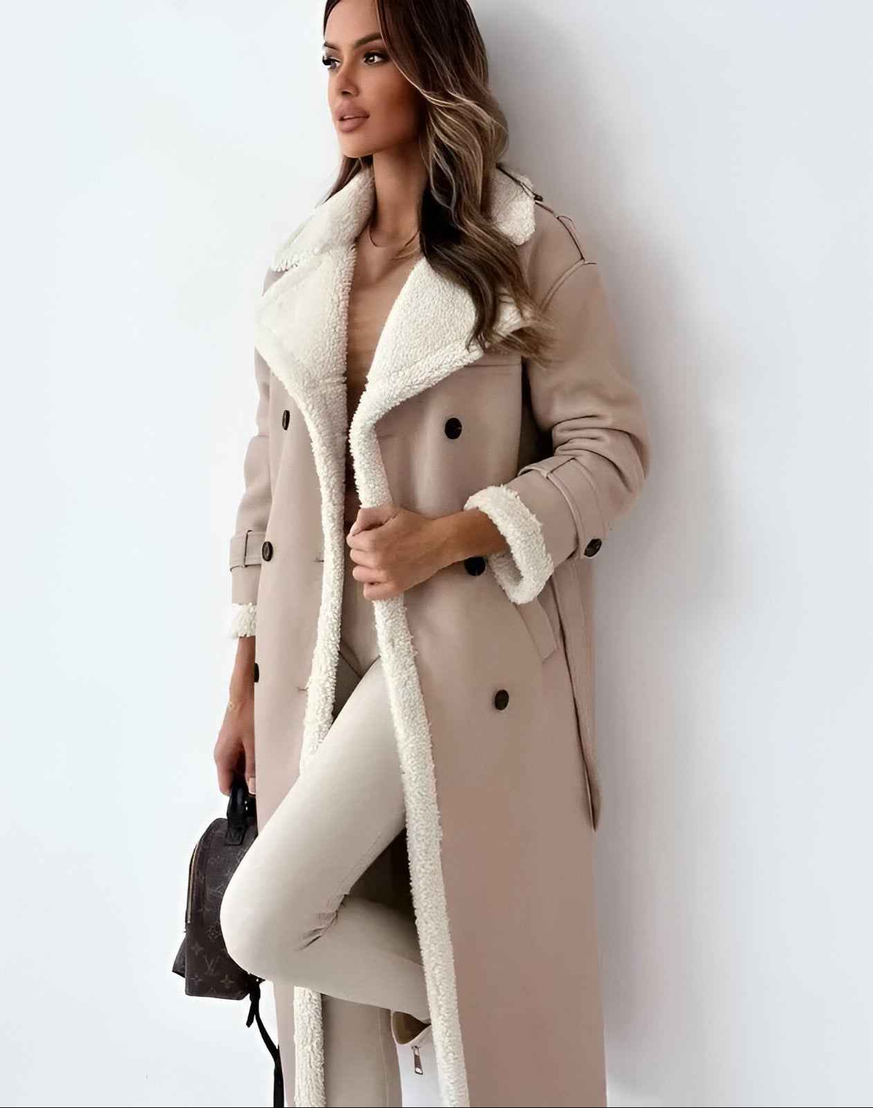 Silvia™ Luxe Sherpa-Lined Trench Coat