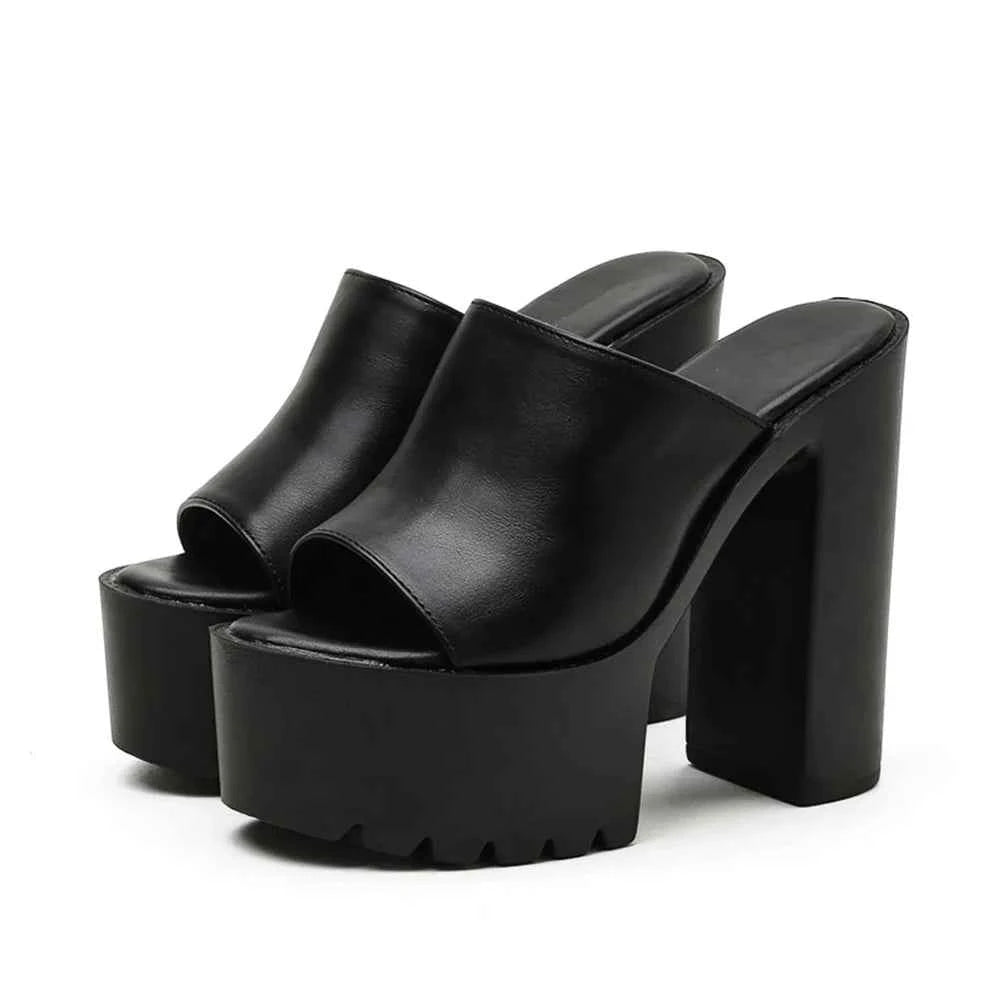 Stella Glossy Wedge Mules