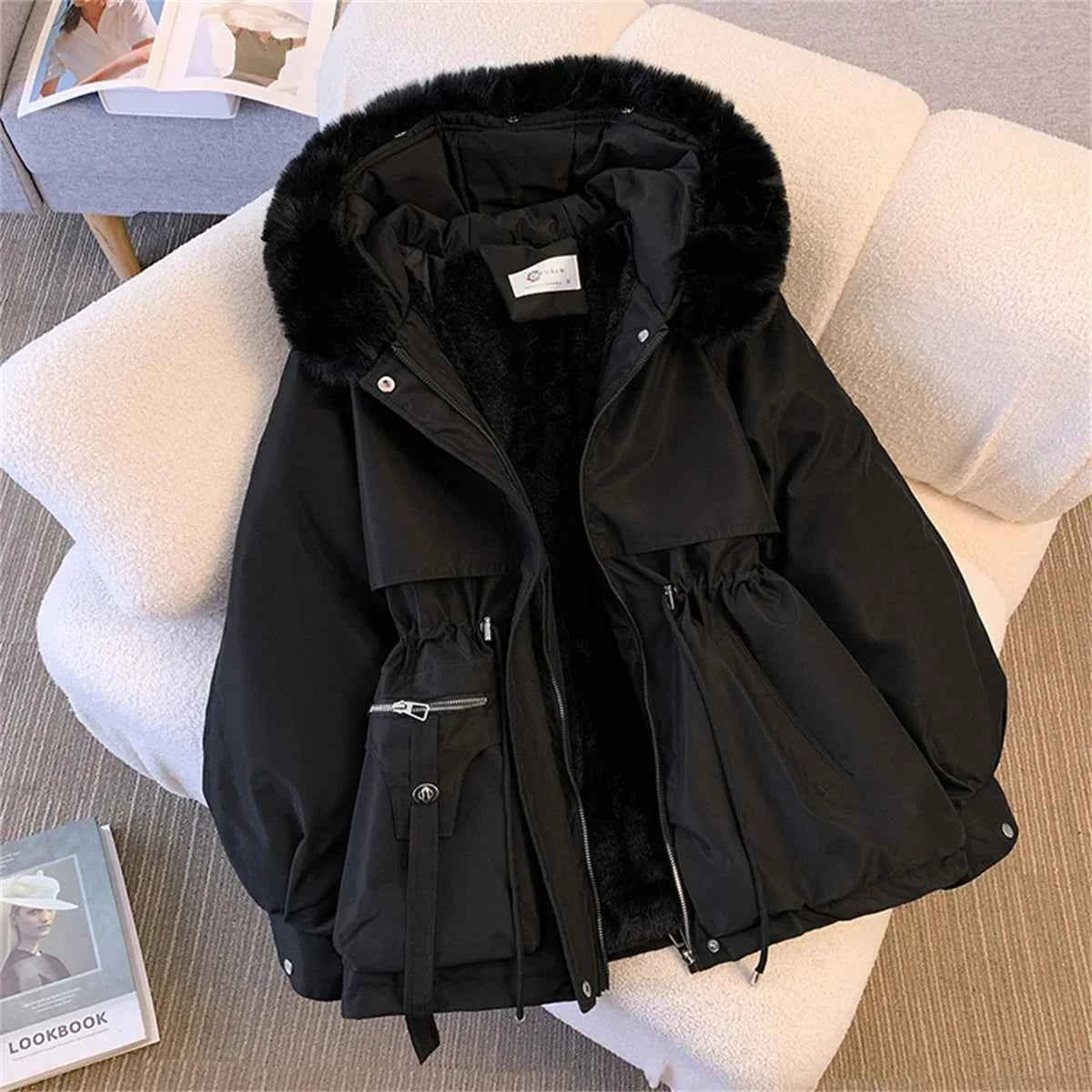 Women's Hooded Winter Parka with Adjustable Drawstring