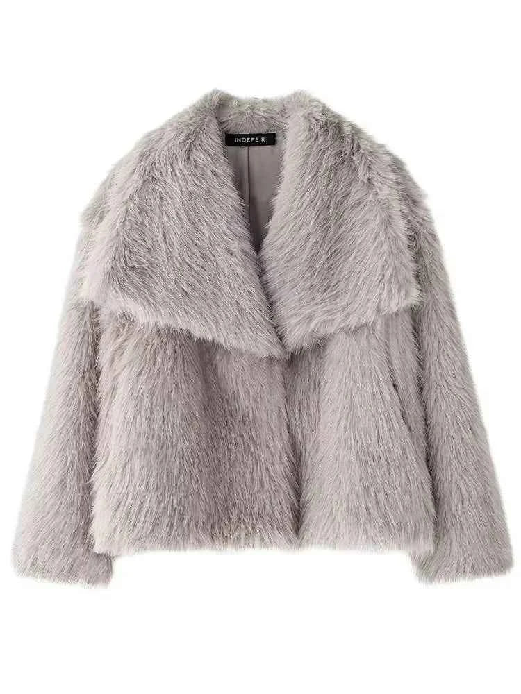 Women's Faux Fur Cropped Winter Jacket