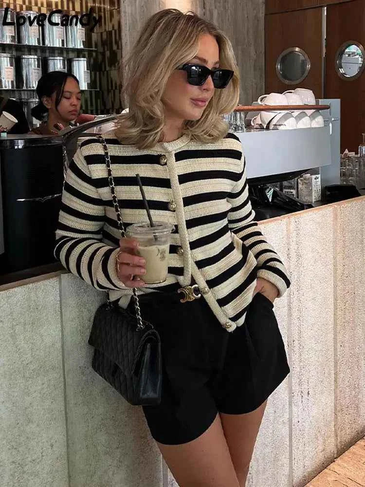 Women's Striped Cardigan