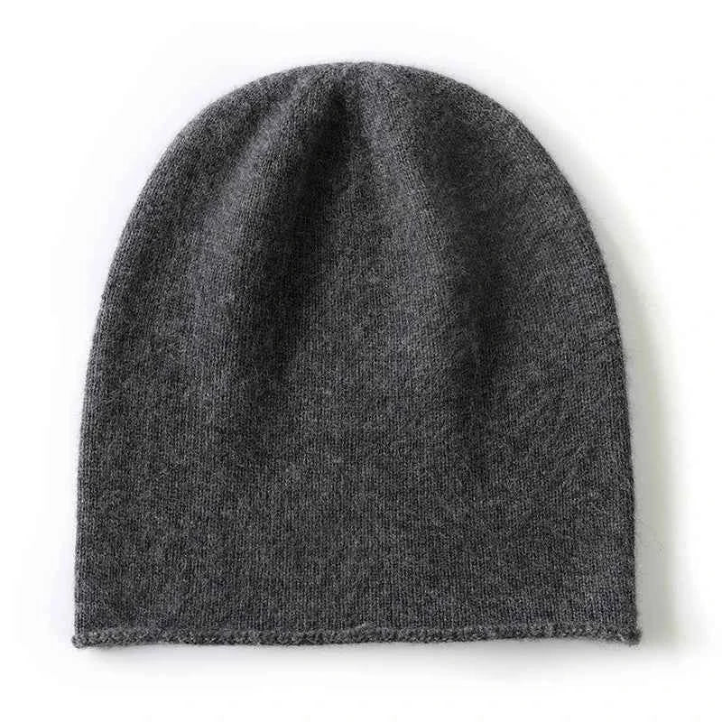 Unisex Cashmere Knitted Beanie - Cozy Winter Hat for Outdoor Casual Style