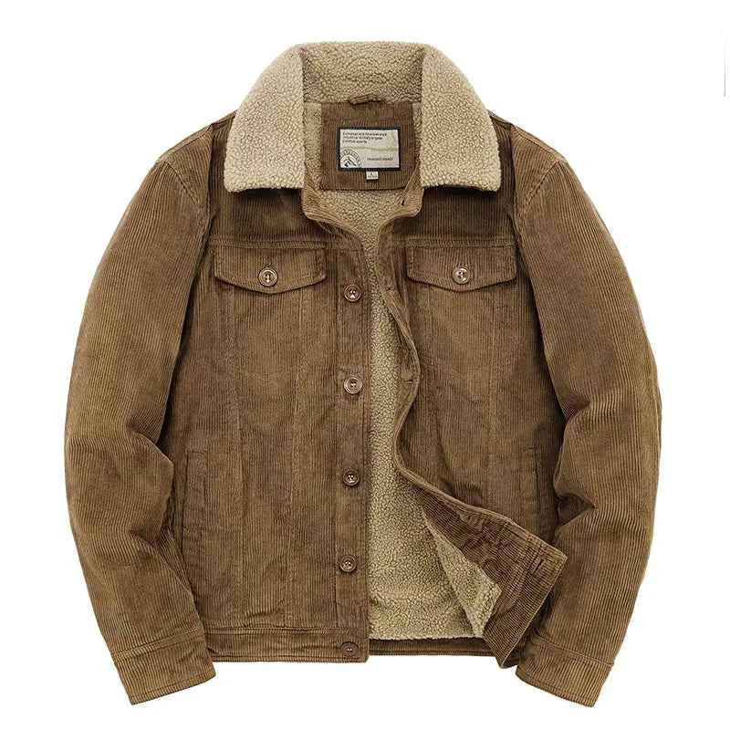 Men's Corduroy Winter Parka: Padded Cotton Zip Jacket