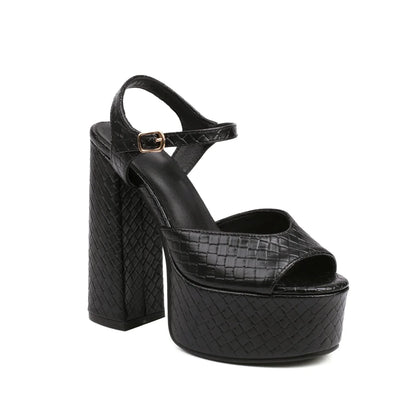 Aria Buckled Leather Heeled Shoes