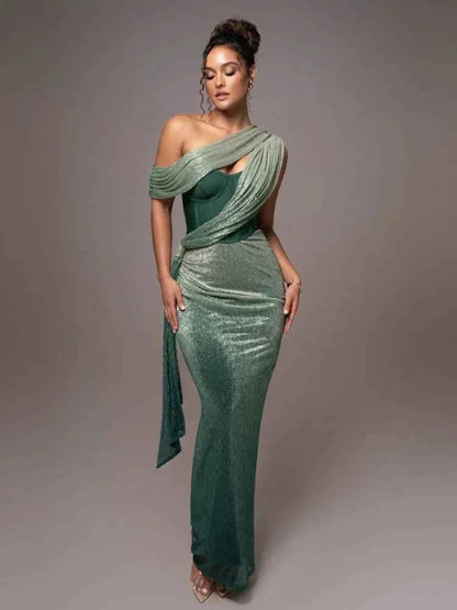 Women's Elegant Maxi Dress with Luxe Statement Design