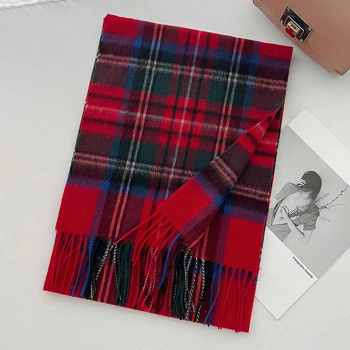 Cashmere Wool Tartan Plaid Scarf - Stylish Winter Shawl