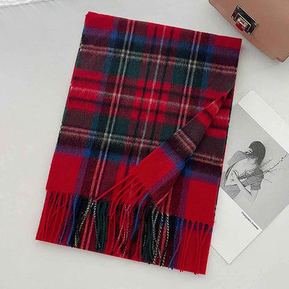 Cashmere Wool Tartan Plaid Scarf - Stylish Winter Shawl