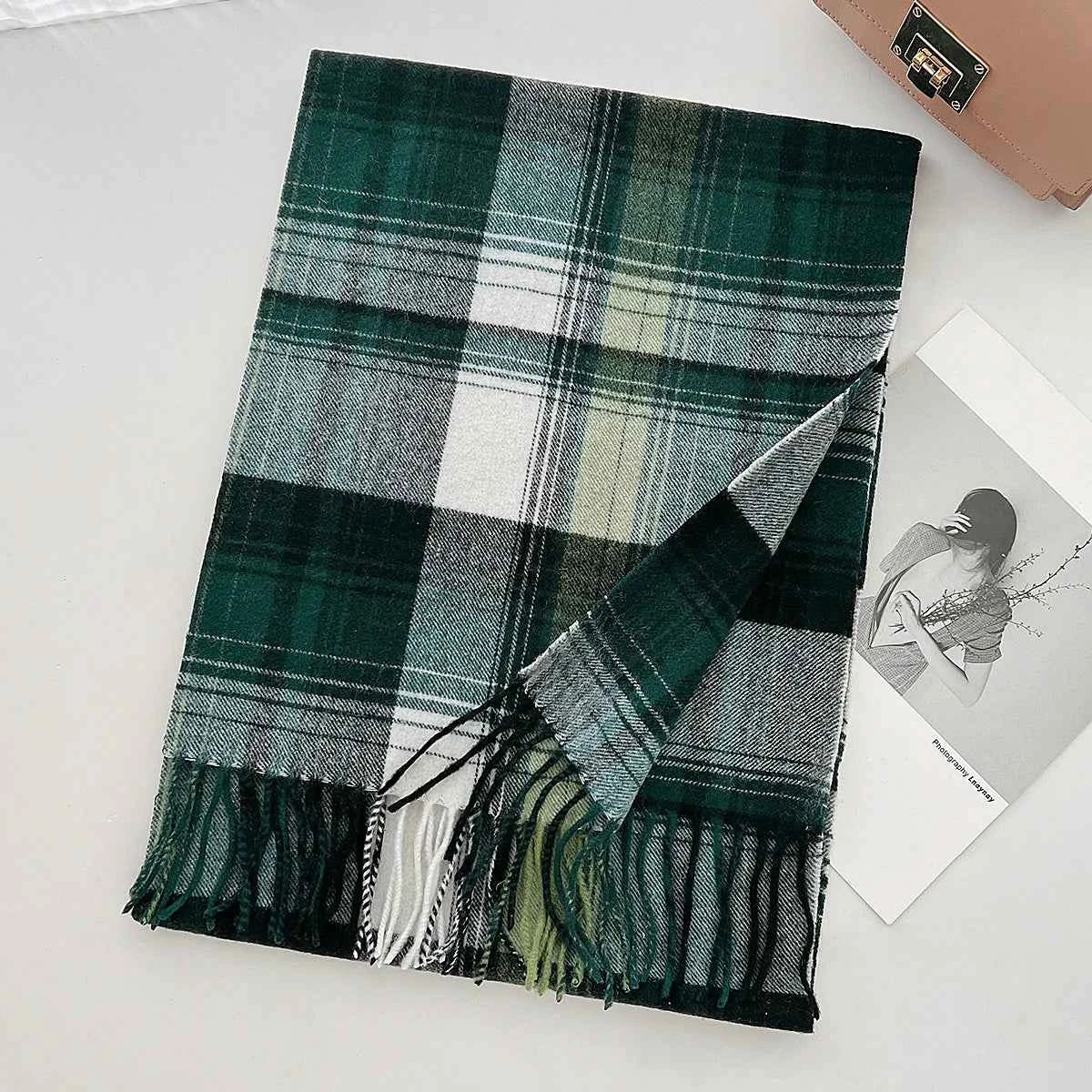 Cashmere Wool Tartan Plaid Scarf - Stylish Winter Shawl