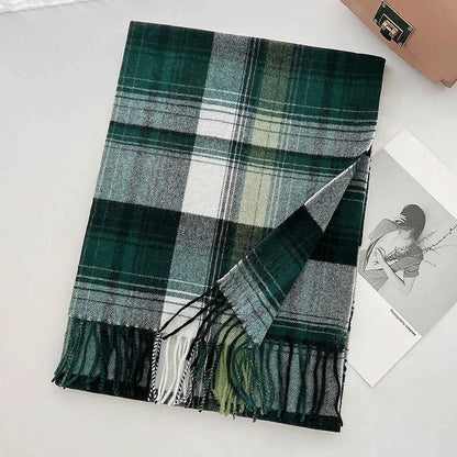 Cashmere Wool Tartan Plaid Scarf - Stylish Winter Shawl