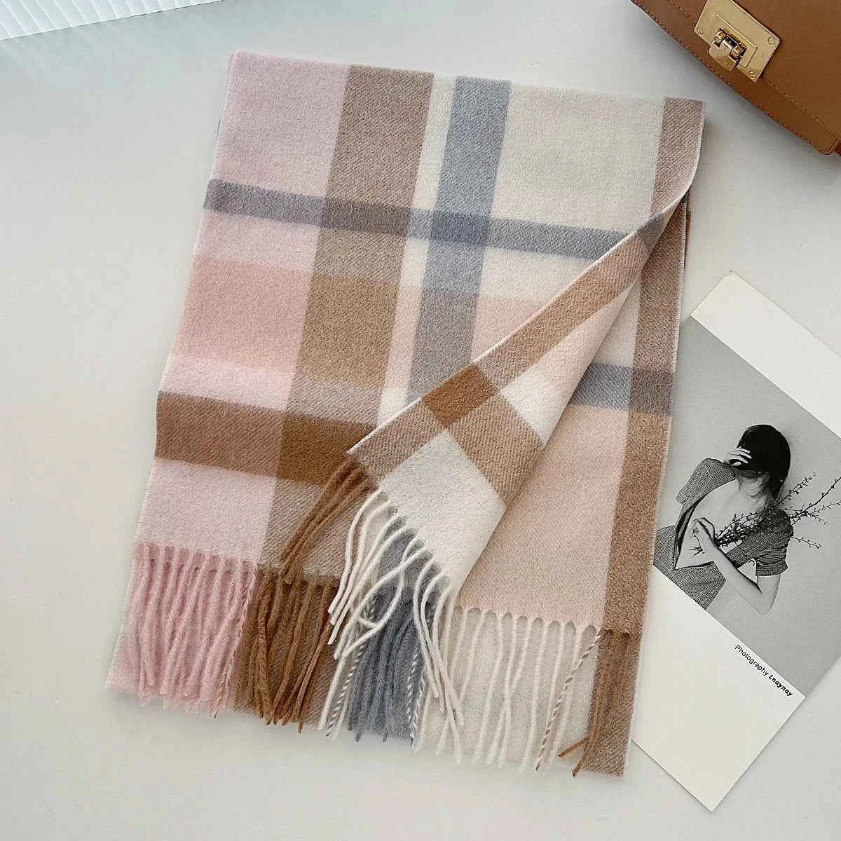 Cashmere Wool Tartan Plaid Scarf - Stylish Winter Shawl