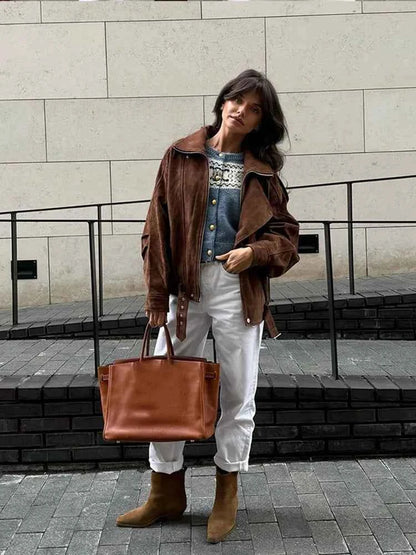 Women's Oversized Faux Suede Jacket