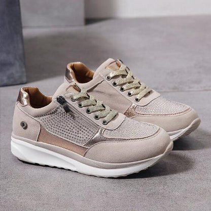 Arch Support Comfort Rocker Sneakers - Orthopedic Walking Shoes with Convenient Side Zip