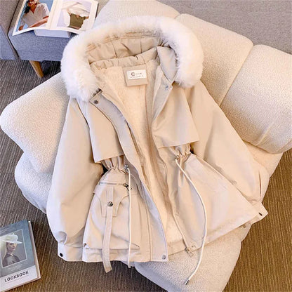 Women's Hooded Winter Parka with Adjustable Drawstring