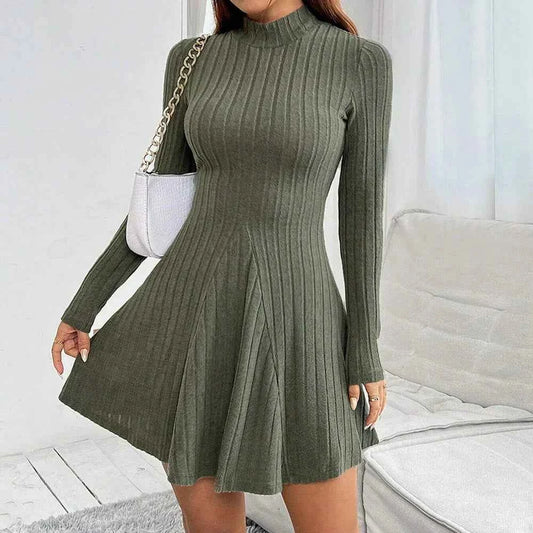 Emma – Classic Mock Neck Flare Dress