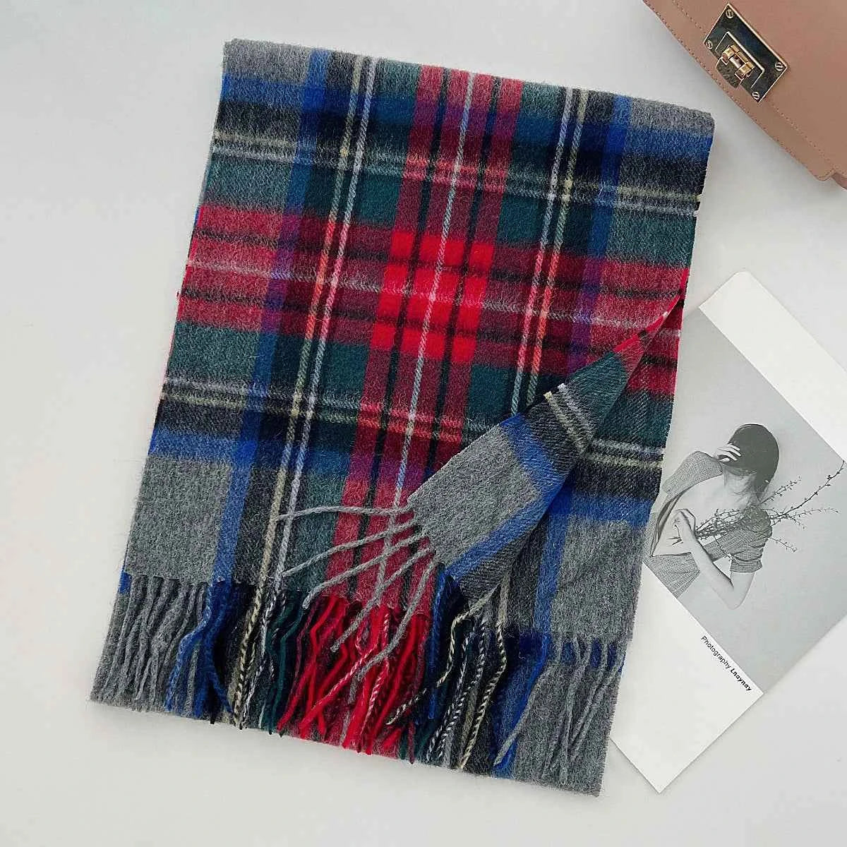 Cashmere Wool Tartan Plaid Scarf - Stylish Winter Shawl