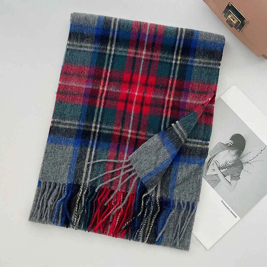 Cashmere Wool Tartan Plaid Scarf - Stylish Winter Shawl