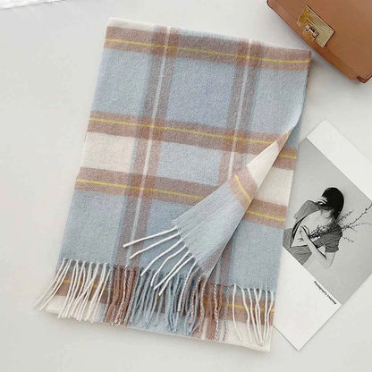 Cashmere Wool Tartan Plaid Scarf - Stylish Winter Shawl
