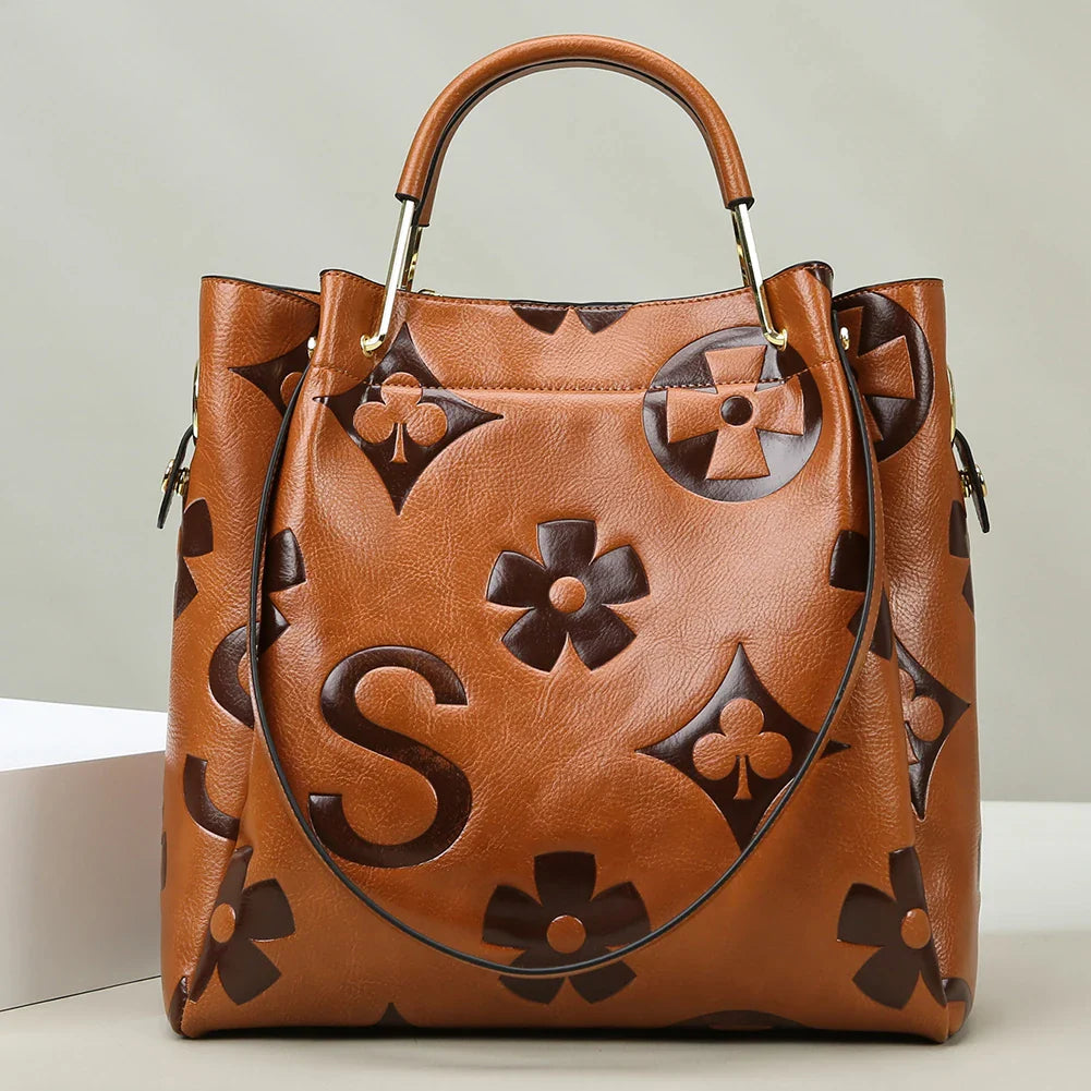 Floral Print Leather Crossbody Bag