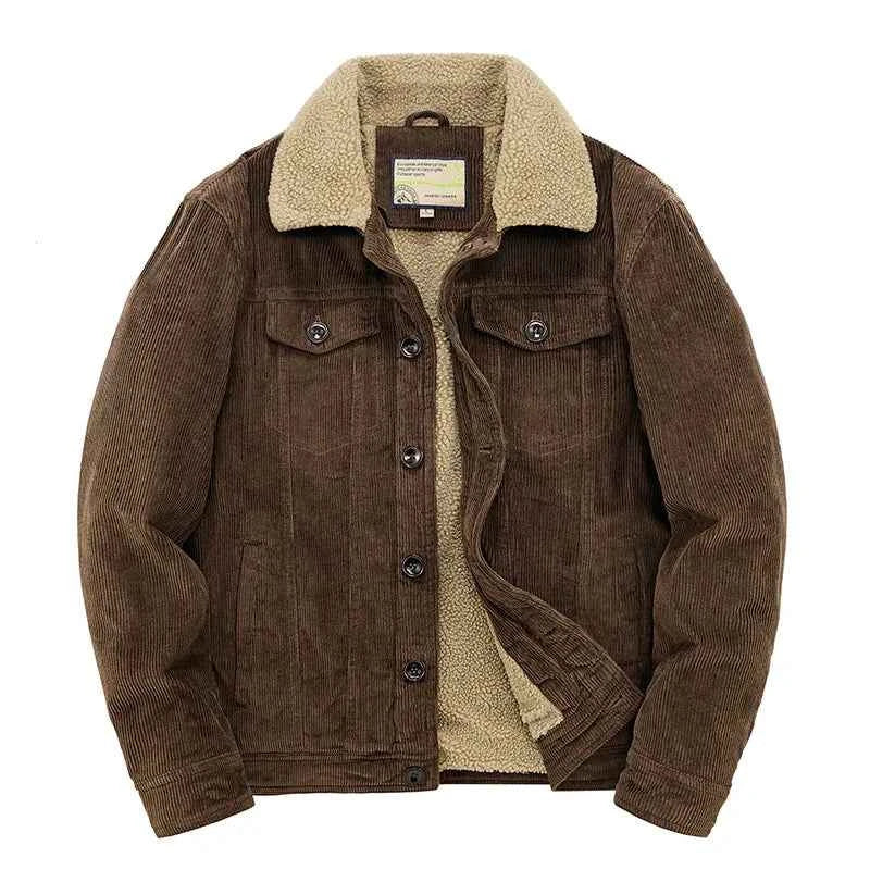 Men's Corduroy Winter Parka: Padded Cotton Zip Jacket