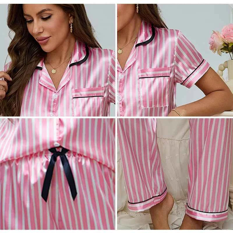 Women's Pink Striped 2-Piece Pajama Set