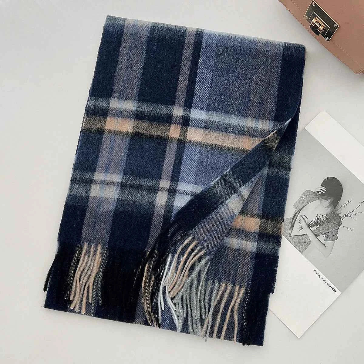 Cashmere Wool Tartan Plaid Scarf - Stylish Winter Shawl - Navenport